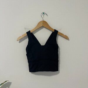 Lululemon Longline Black Ribbed Sports Bra Size 4